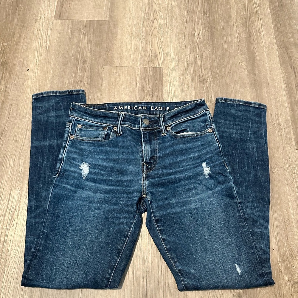 American Eagle Outfitters Blue Skinny Jeans Distressed